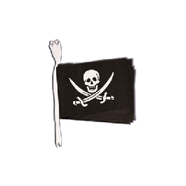 Fahnenkette Flaggenkette Girlande Pirat mit zwei Schwertern Fahnen Flaggen 15x22 