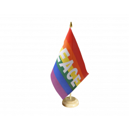 Tischflagge Regenbogen mit PACE Friedens Tischfahne 15x22cm