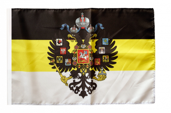 Flagge  Fahne Russland Romanow mit Wappen 1858-1883 mit Hohlsaum 