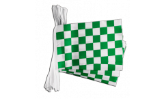 Fahnenkette Karo Grün-Weiß - 15 x 22 cm