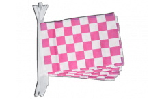 Fahnenkette Karo Pink-Weiß - 30 x 45 cm