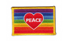 Aufnäher Herzflagge Regenbogen mit PEACE - 8 x 6 cm
