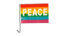Autofahne Regenbogen mit PEACE - 30 x 40 cm