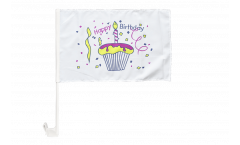 Autofahne Happy Birthday Torte - 30 x 40 cm