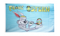 Frohe Ostern Osterhasen mit Sonne Fahne Flagge 1,50x0,90m mit 2 Ösen Dekoration 