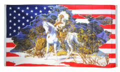 Balkonflagge USA mit Indianerhäuptling - 90 x 150 cm