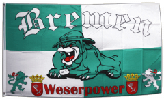 1 Weserpower Dogge Fan Fahne Flagge Hißflagge Hißfahne 150 x 90 cm Bremen Nr 