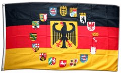Flagge Deutschland mit Adler und Wappen der 16 Bundesländer