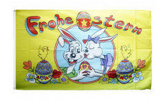 Flagge Frohe Ostern Hasen und Eier