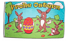 Flagge Frohe Ostern Hasenfamilie