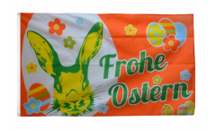 Flagge Frohe Ostern orange mit Osterhase