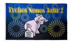 Flagge Frohes Neues Jahr Glücksschwein