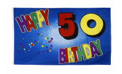 Flagge Happy Birthday 50 blau