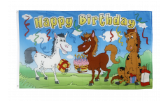 Flagge Happy Birthday mit Pferden