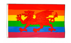 Flagge Regenbogen mit walisischem Drachen