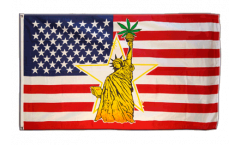 Flagge USA Freiheitsstatue mit Cannabis