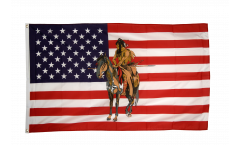 Flagge USA Indianer mit Pferd