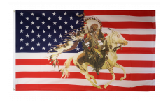 Flagge USA mit Häuptling auf Pferd
