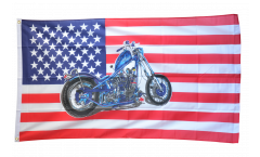 Flagge USA mit Motorrad ohne Adler