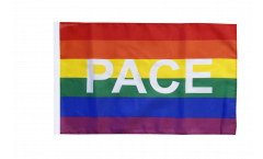 Flagge mit Hohlsaum Regenbogen mit PACE