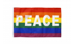 Flagge mit Hohlsaum Regenbogen mit PEACE