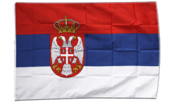 Flagge mit Hohlsaum Serbien mit Wappen