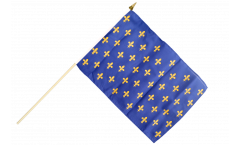 Stockflagge Frankreich Lilienwappen, blau