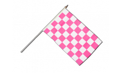 Stockflagge Karo Pink-Weiß