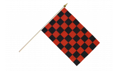 Stockflagge Karo Rot-Schwarz
