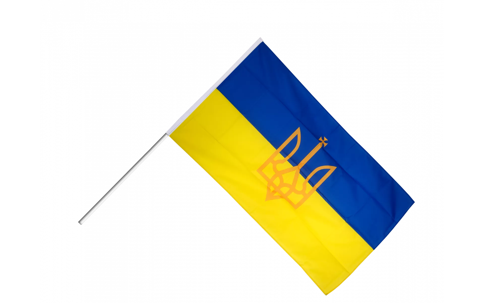 Stockflagge Ukraine mit Wappen günstig kaufen 