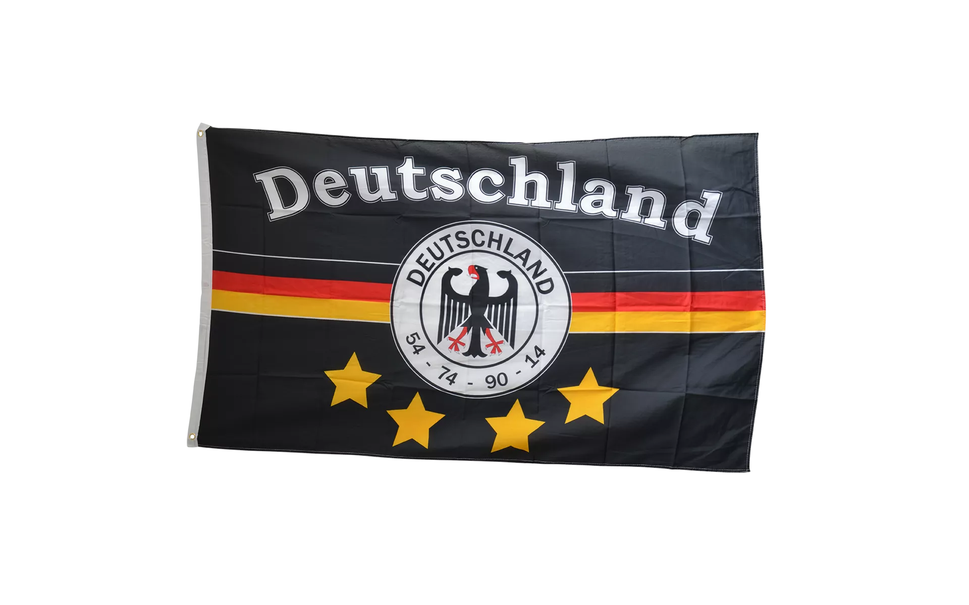 Oesen 54-74-90-14 XXL Fahne Flagge Deutschland Schwarz 4 Sterne 2,5x1,5 Meter 