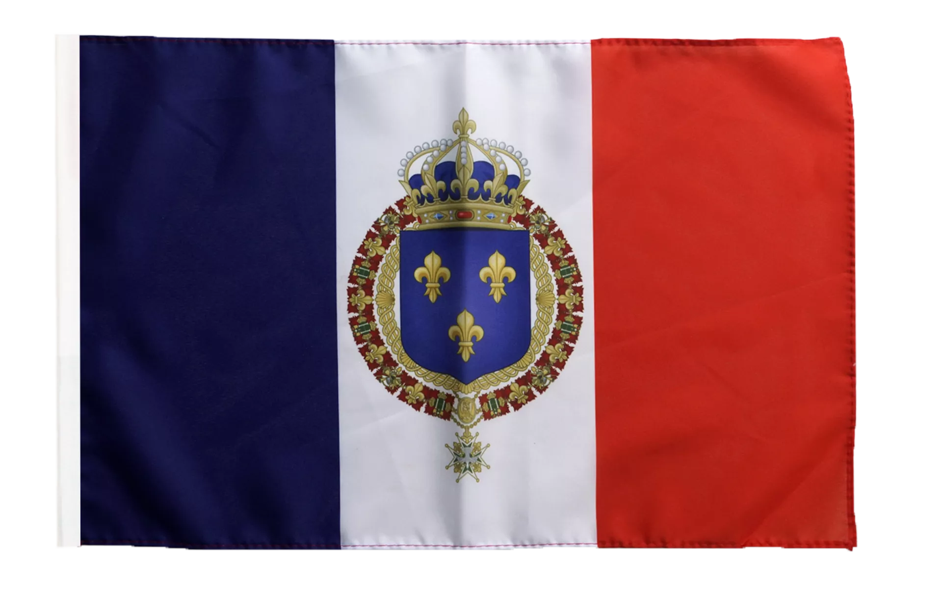 Flagge  Fahne Frankreich mit königlichem Wappen mit Hohlsaum